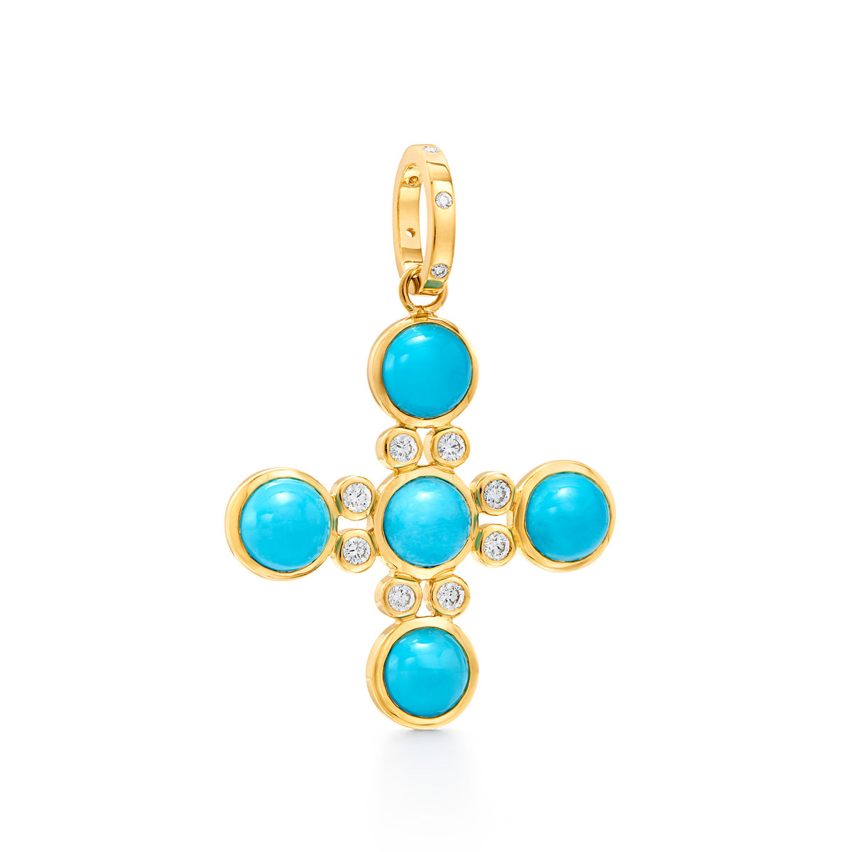 Temple St. Clair Turquoise Large Four Elements Cross Pendant