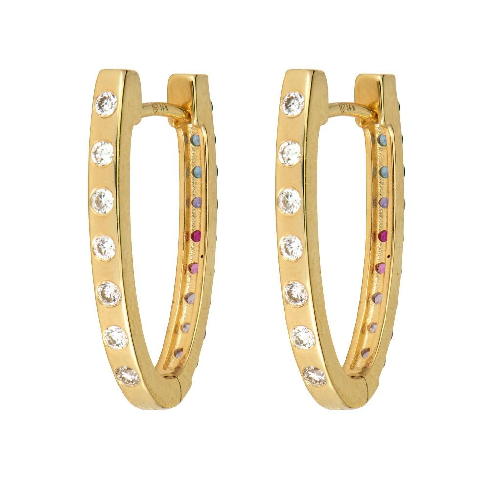 Ombré Sapphire & Diamond 14K Gold Oval Hoop Earrings