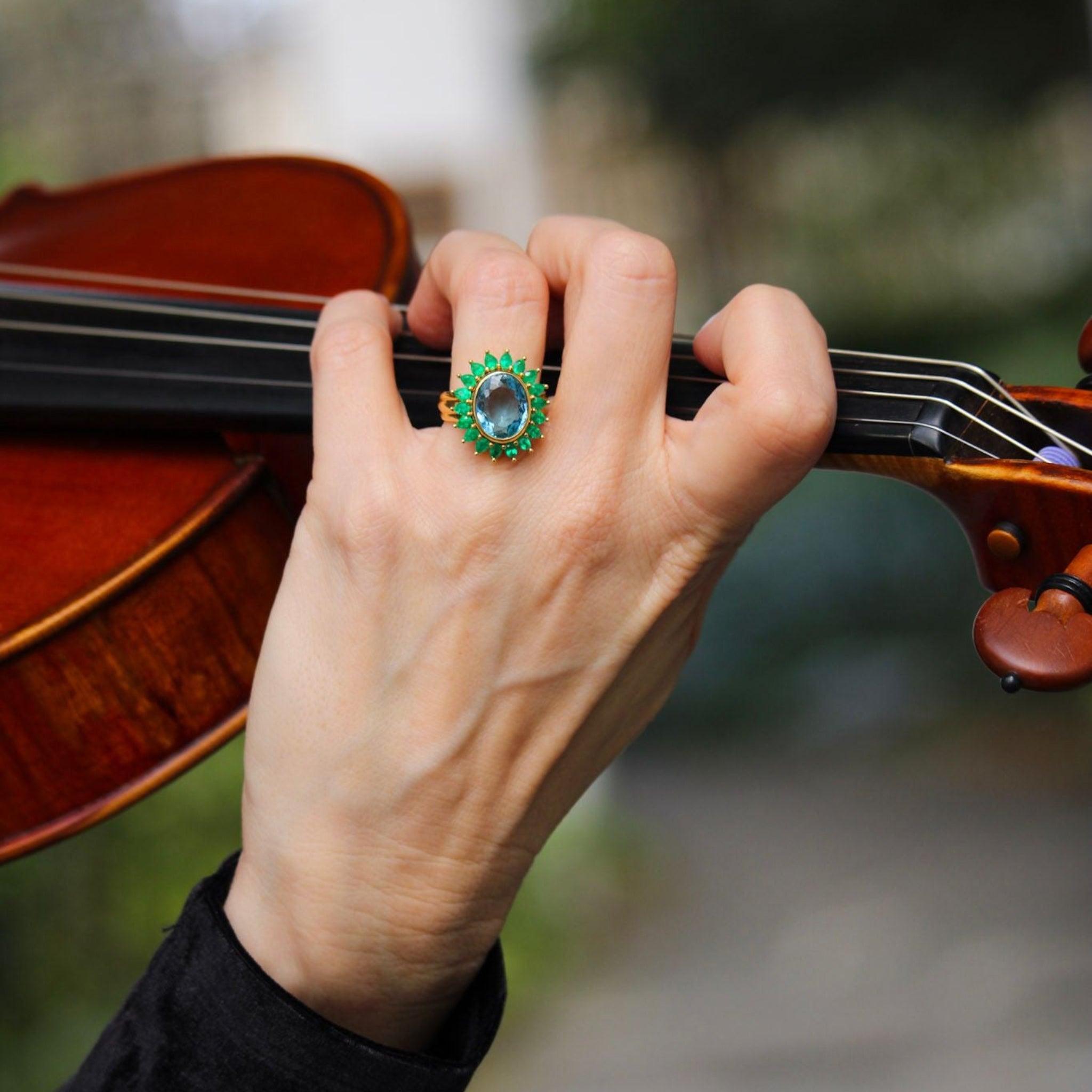 Temple St. Clair Aquamarine & Emerald Ring
