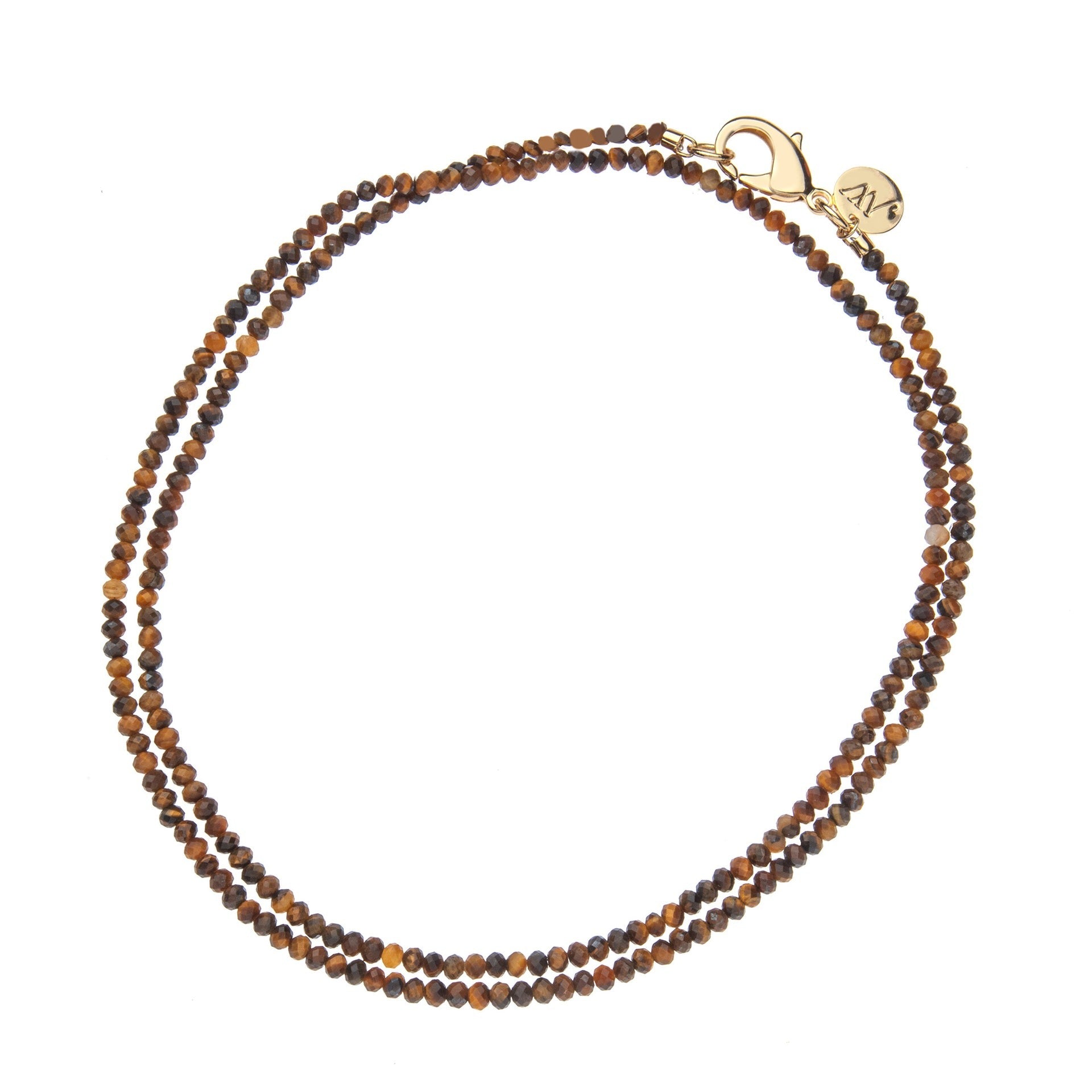 Jane Win Double Wrap DiamondCut Tiger's Eye Beaded Necklace