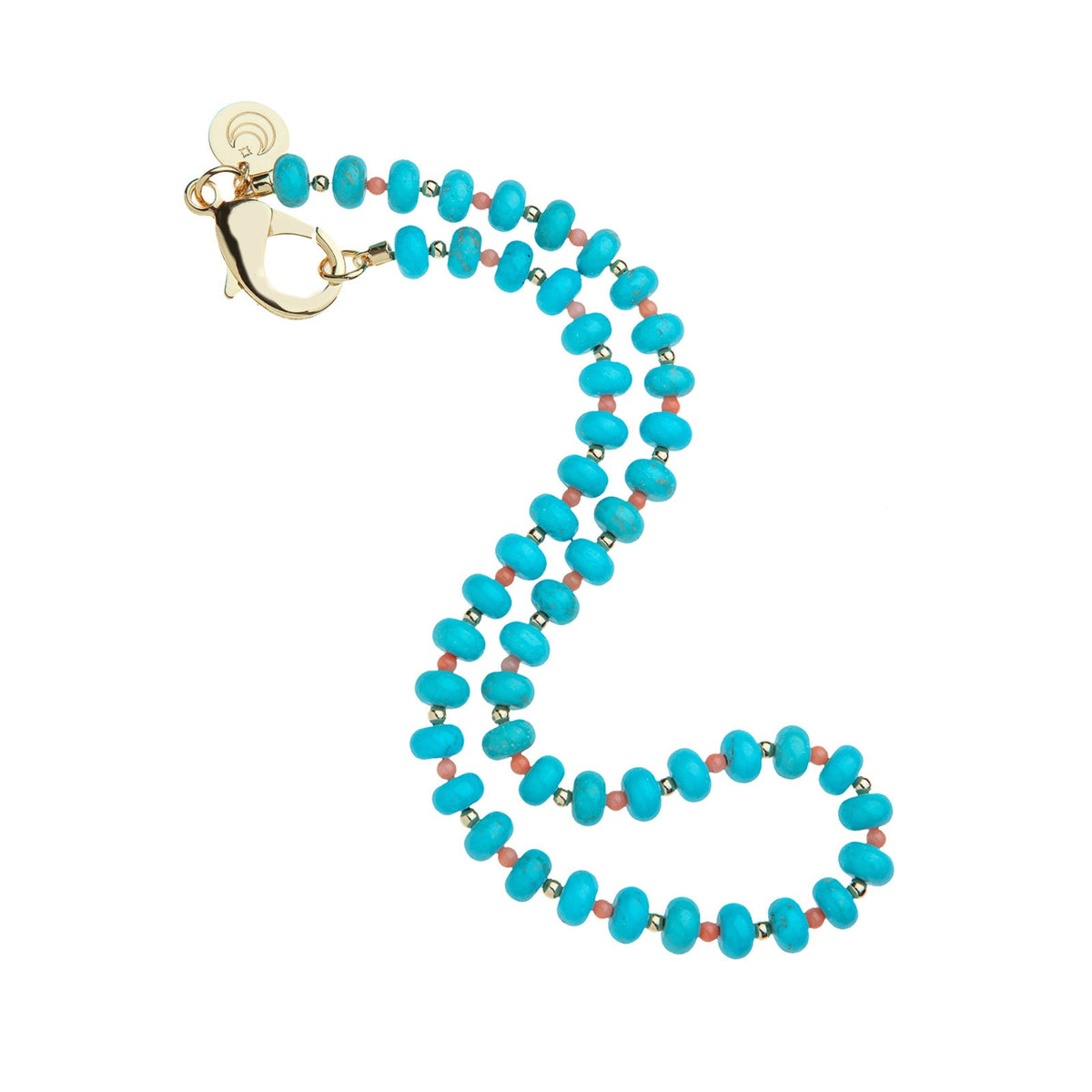 Jane Win Turquoise & Coral Beaded Necklace 16"