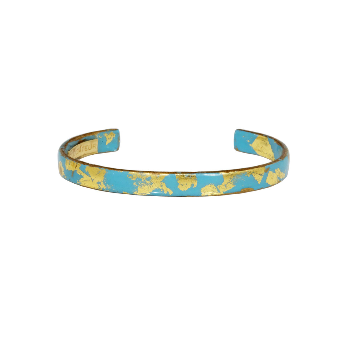 Evocateur Island Light Blue 22K Gold Leaf Cuff .25"