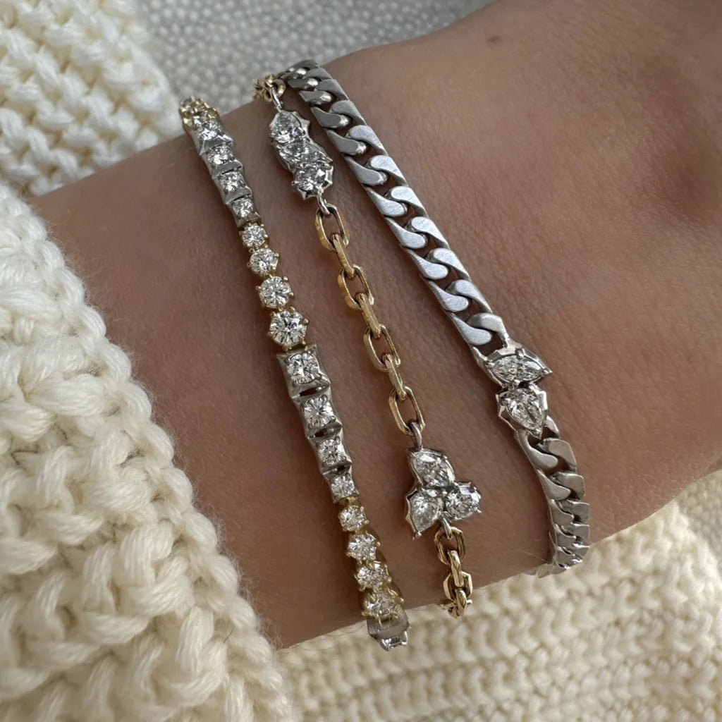 Jade Trau Posey Two-Tone Diamond Station Bracelet