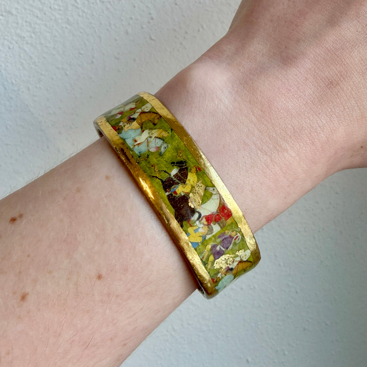 Evocateur Indian Polo 22K Gold Leaf Cuff .75"