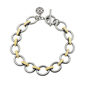 Freida Rothman Signature Chunky Link Bracelet Black and Gold