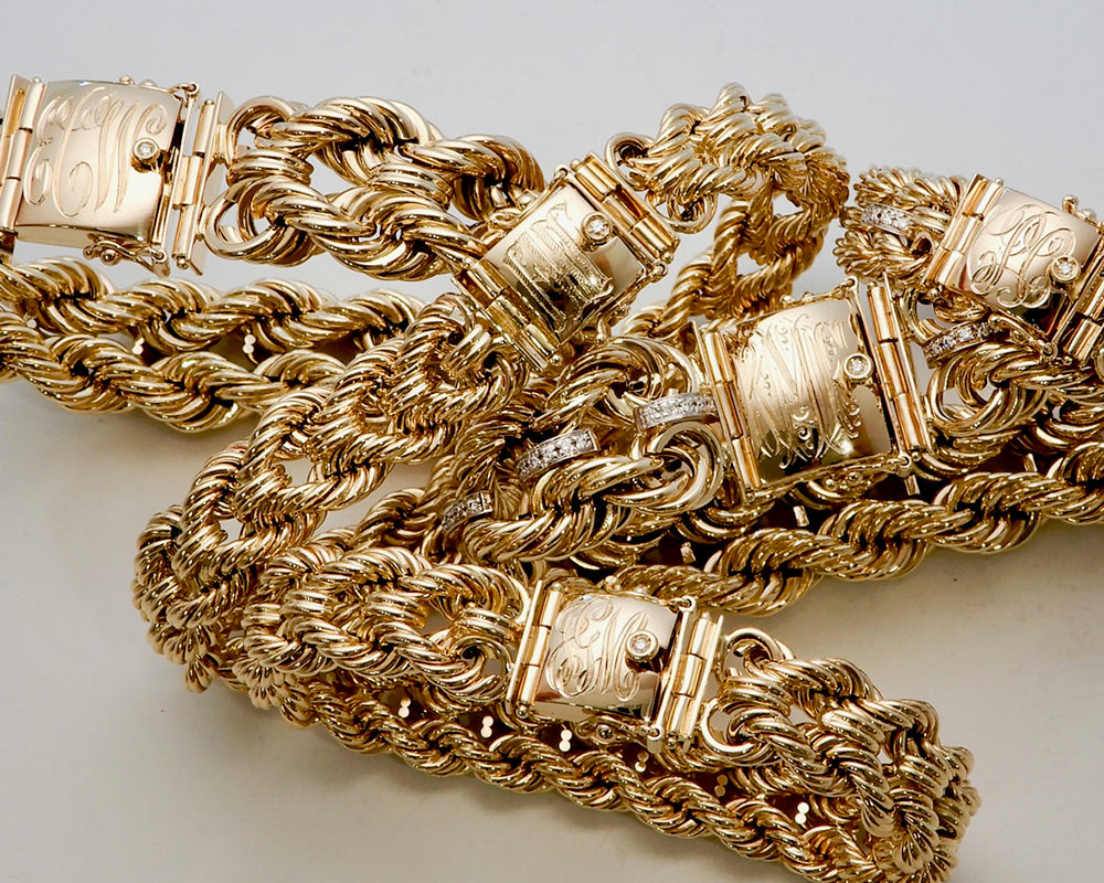 exclusive club bracelets with hand engraved monograms