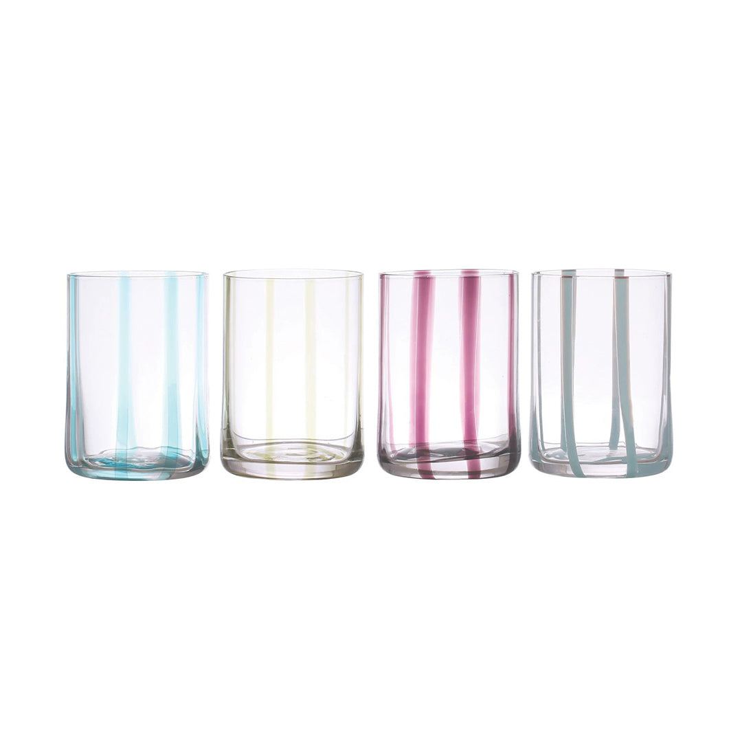 Hand Painted Stripes Tumbler Glasses Set of 4