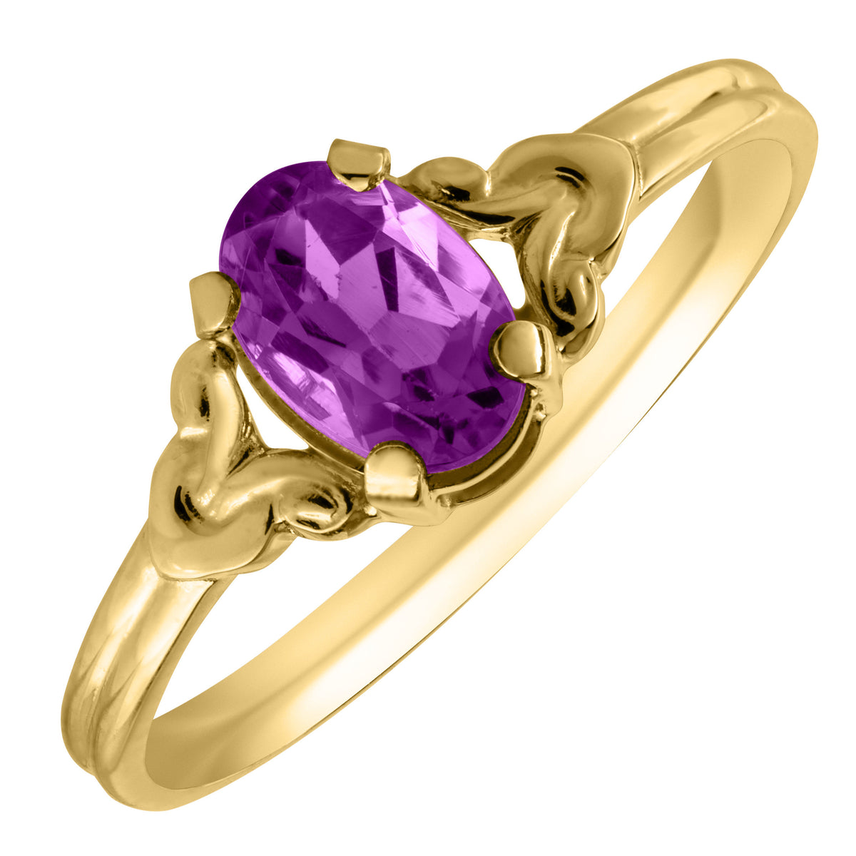 Child Amethyst February Birthstone 14K Yellow Gold Ring