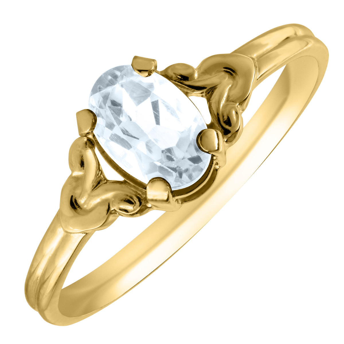 Child White Topaz April Birthstone 14K Yellow Gold Ring