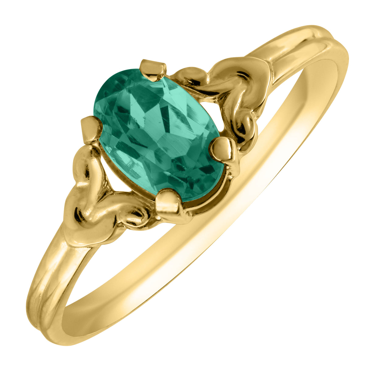Child Emerald May Birthstone 14K Yellow Gold Ring