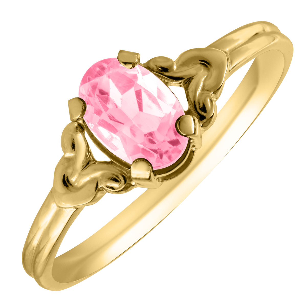 Child Pink Tourmaline October Birthstone 14K Yellow Gold Ring