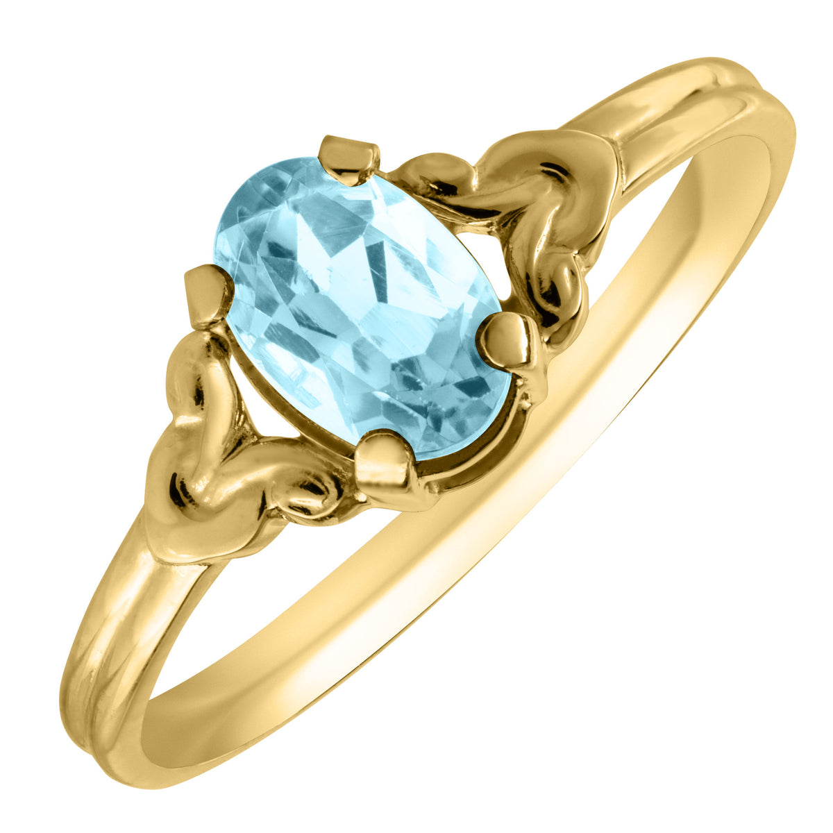 Child Blue Zircon December Birthstone 14K Yellow Gold Ring
