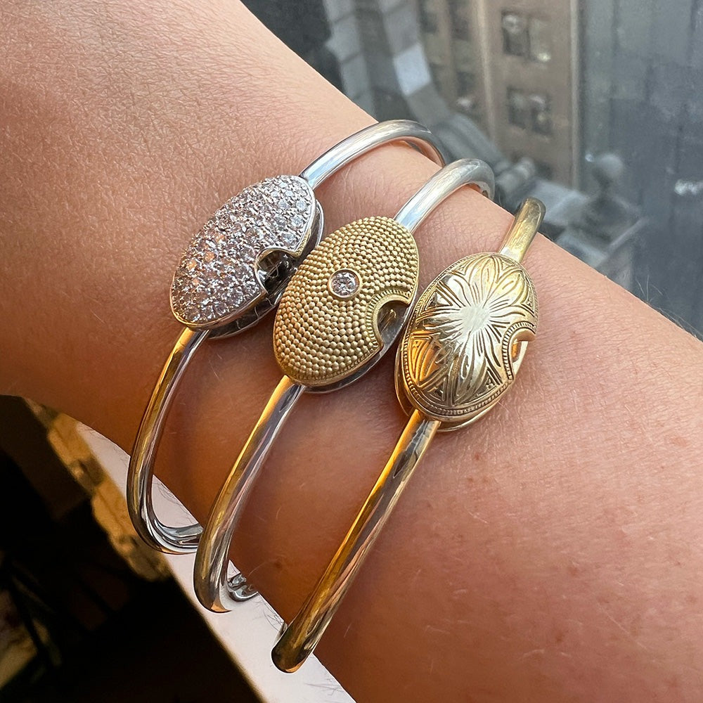 Marla Aaron Silver & 18K Yellow Gold Oval Musgrave Bangle