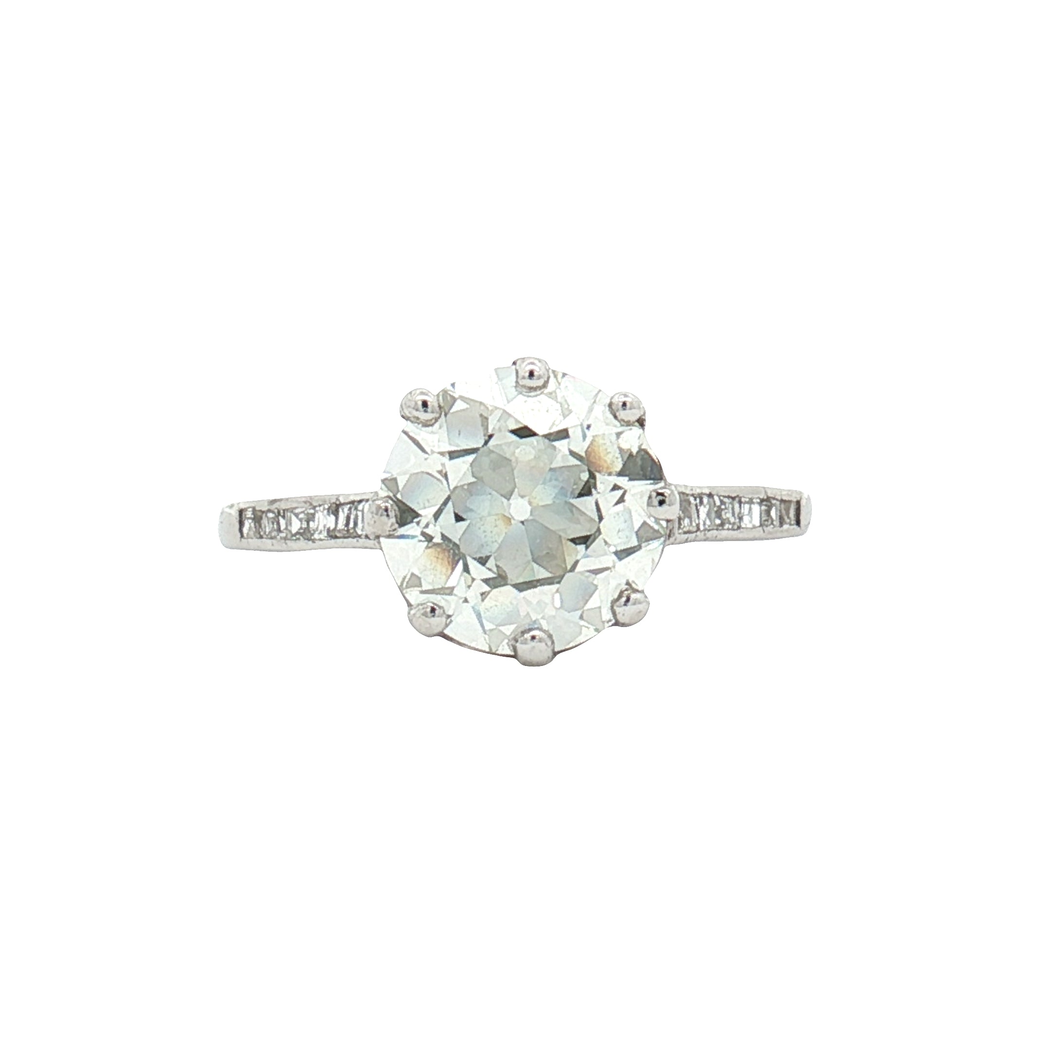 Estate 2ct K SI1 Old European Diamond Platinum Engagement Ring