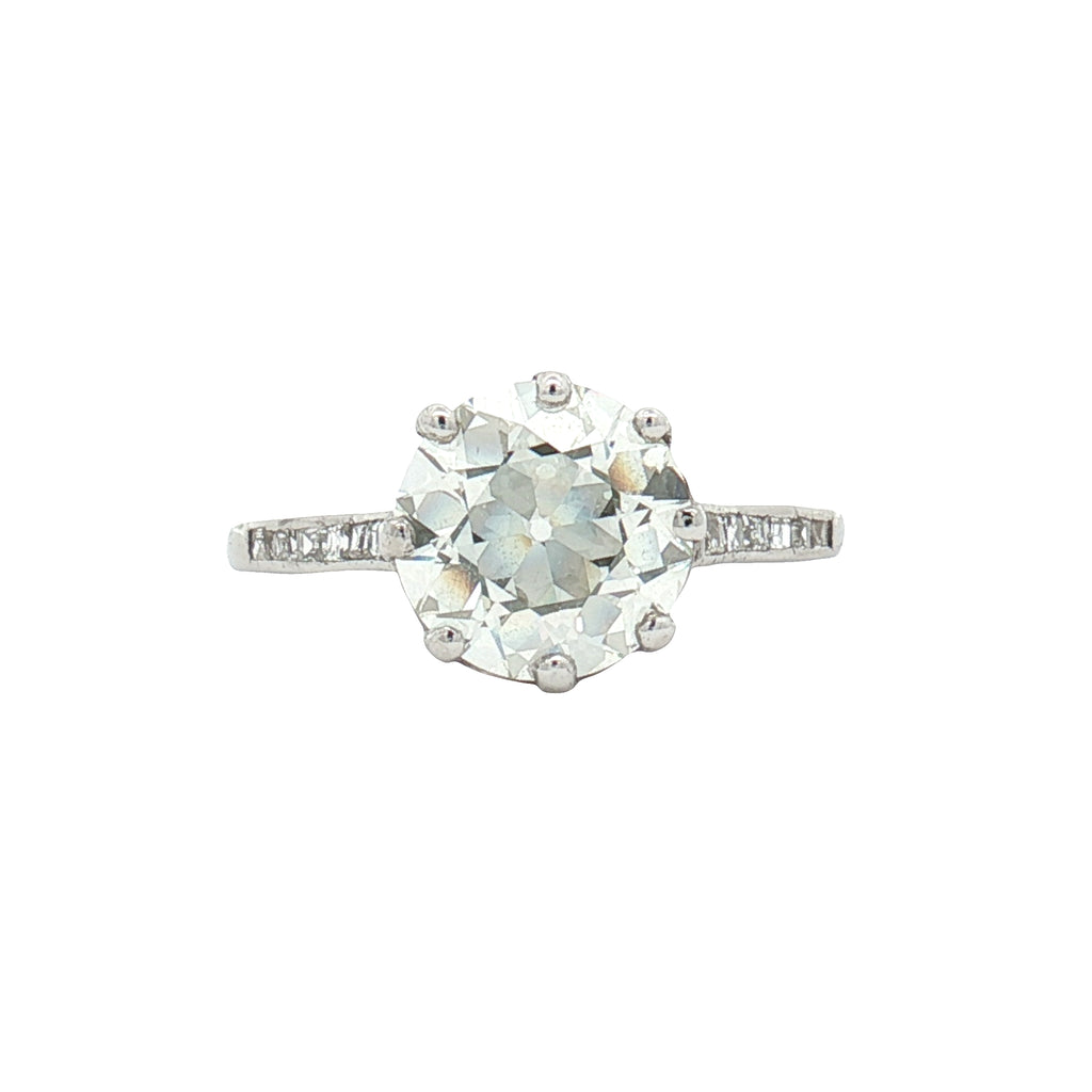 Estate 2ct K SI1 Old European Diamond Platinum Engagement Ring