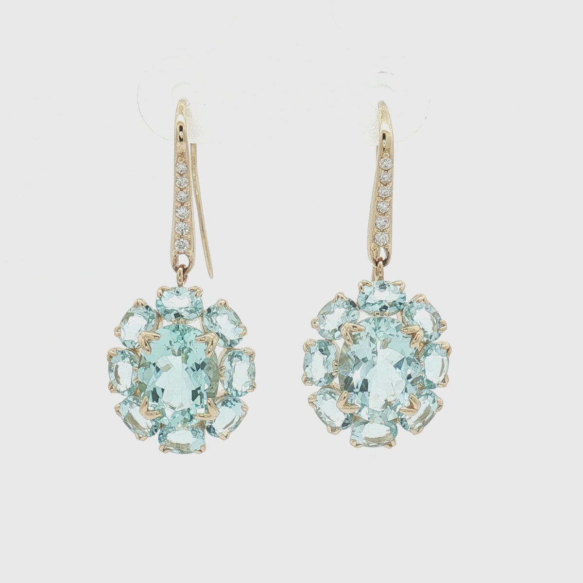 Aquamarine 14K Gold River Cluster Drop Earrings