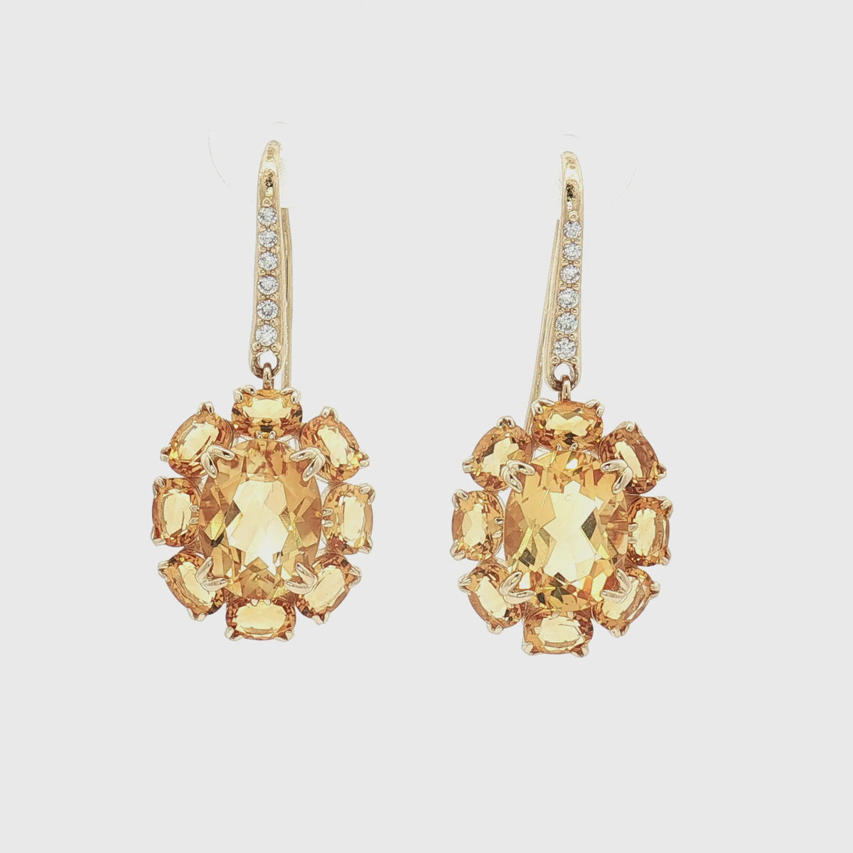 Citrine 14K Gold River Cluster Drop Earrings