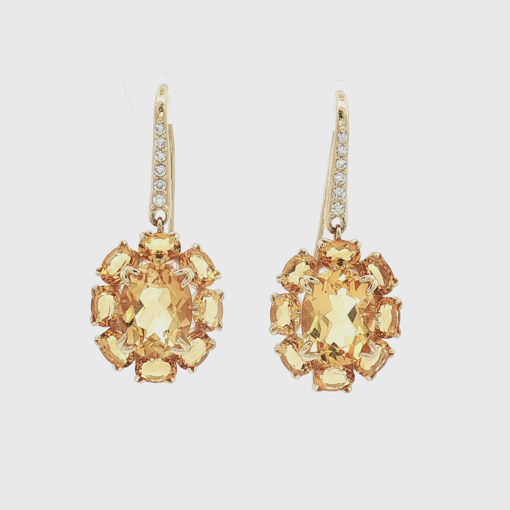 Citrine 14K Gold River Cluster Drop Earrings