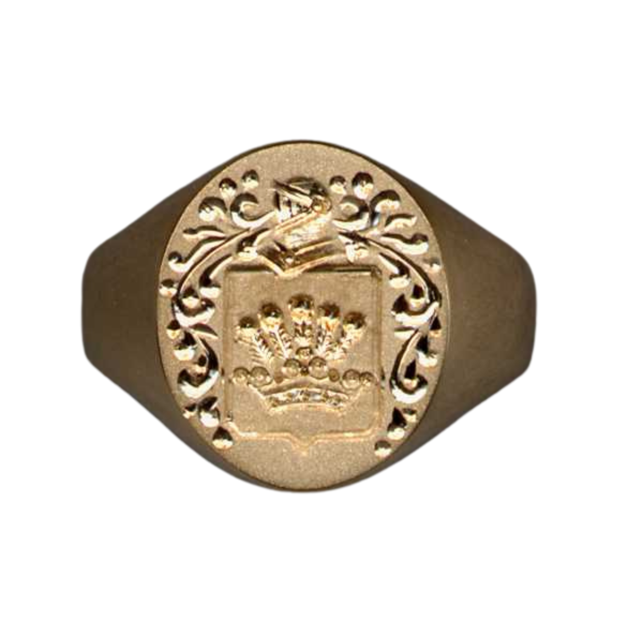 14K Yellow Gold 14x12mm Oval Signet Ring