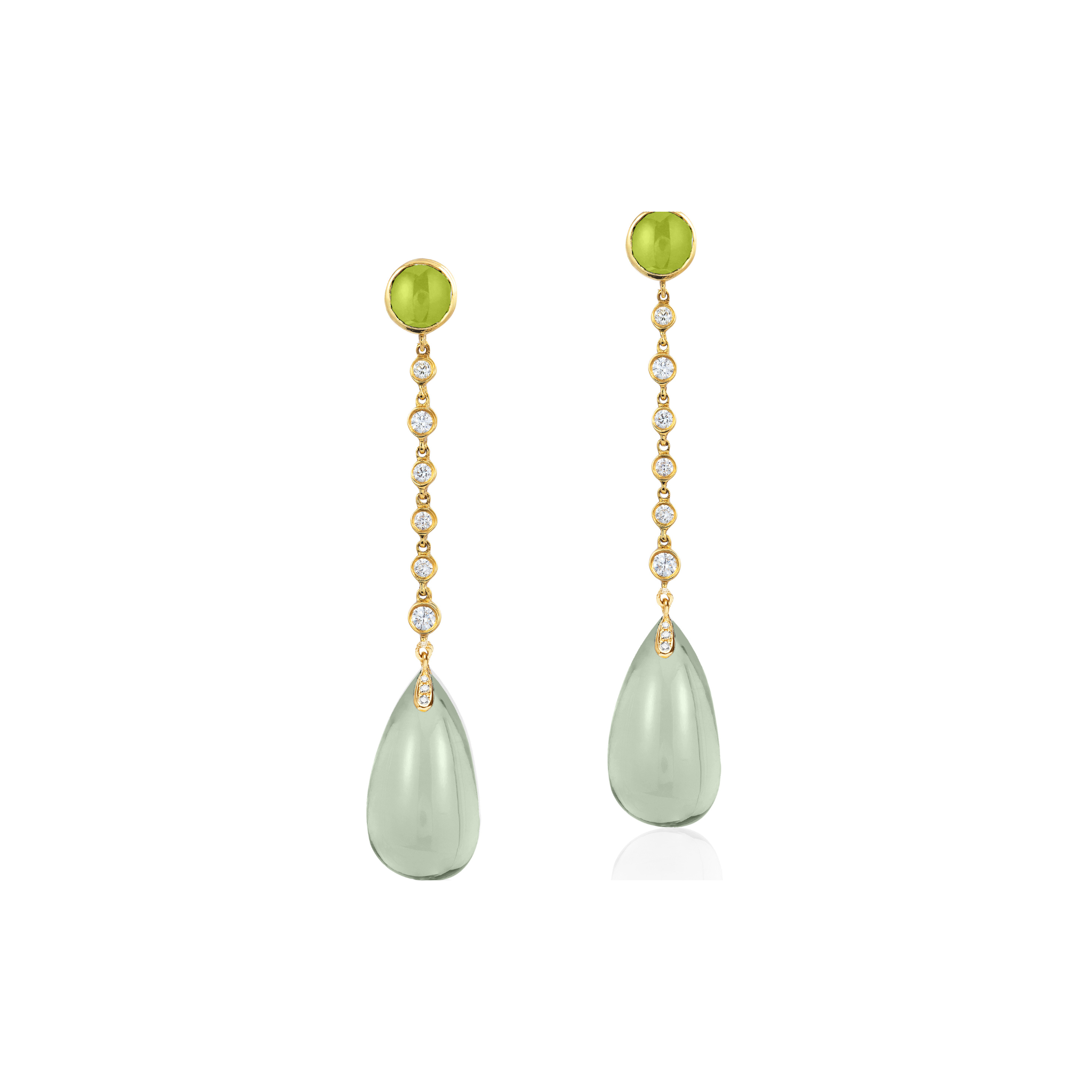 Goshwara Cabochon Peridot & Prasiolite 18K Gold Drop Earrings