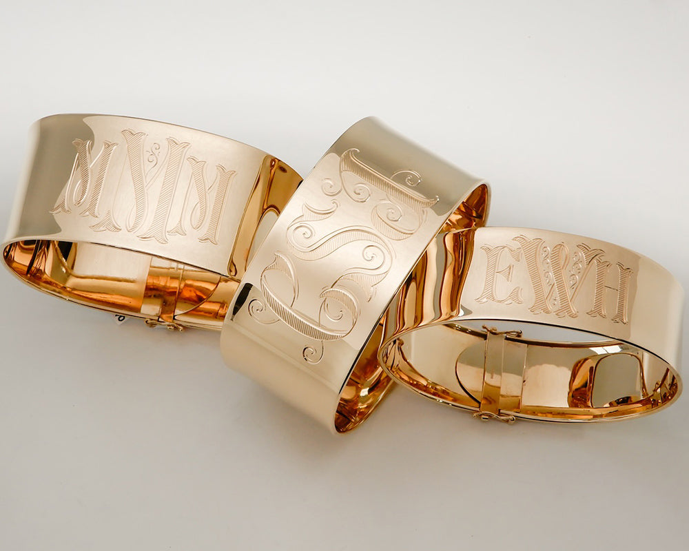 exclusive wide cuffs with hand engraved monograms