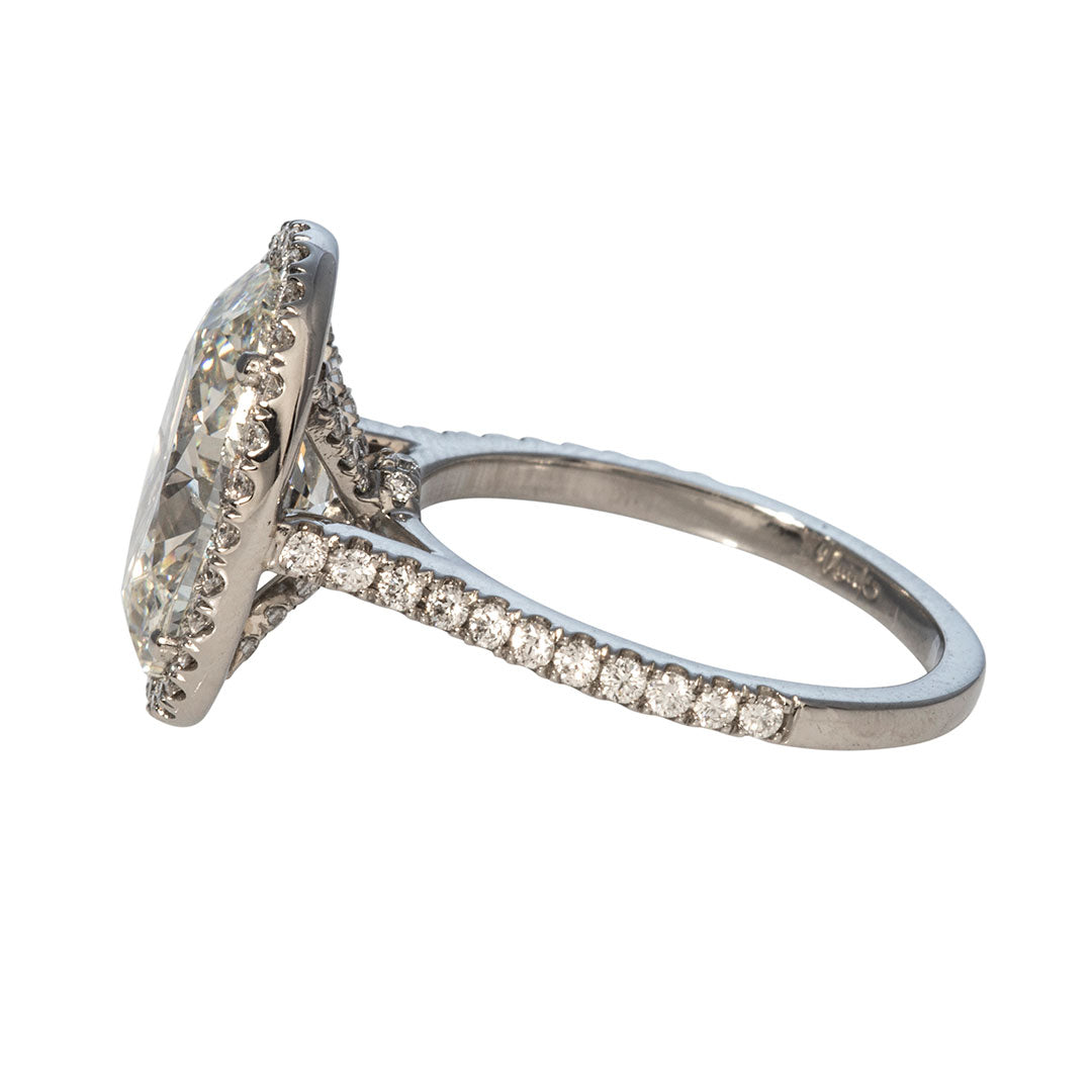 Oval Brilliant Diamond Halo Platinum Engagement Ring