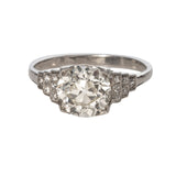 Art Deco Old European Diamond Platinum Engagement Ring