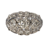 Art Deco Diamond Three Stone Platinum Dome Ring