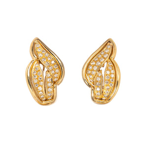 Estate Diamond 14K Yellow Gold Flame Earrings