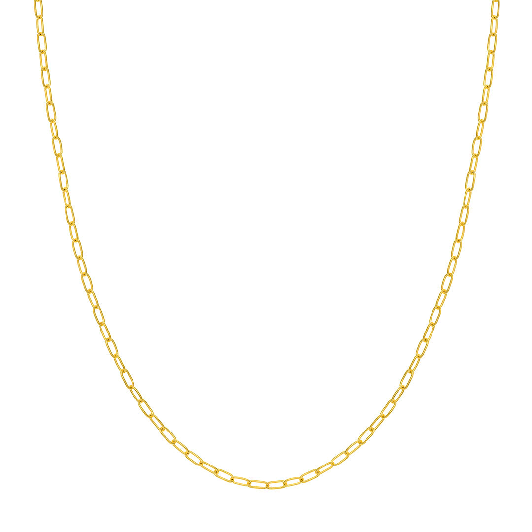 14K Yellow Gold 2.45mm Paperclip Chain Necklace