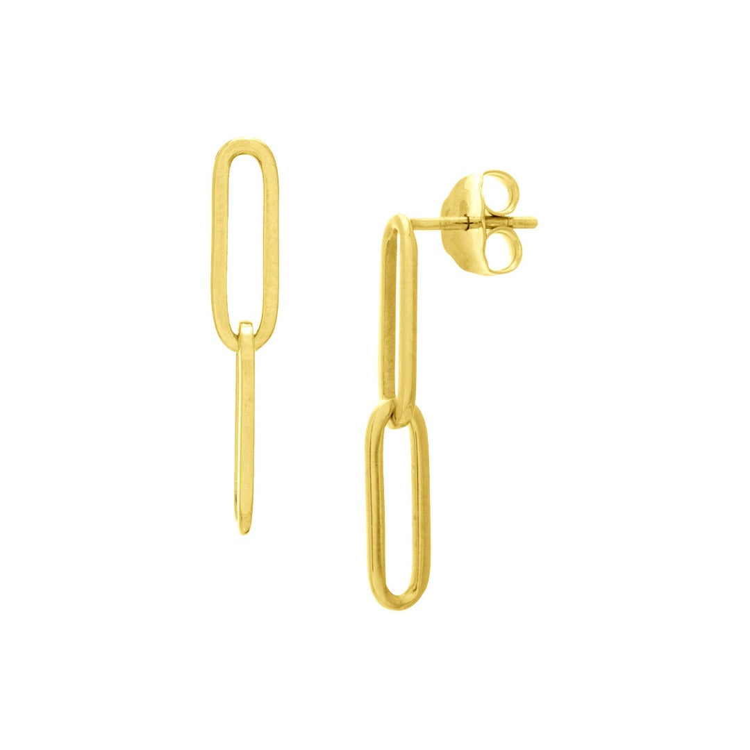 14K Yellow Gold 5mm Paperclip Dangle Earrings