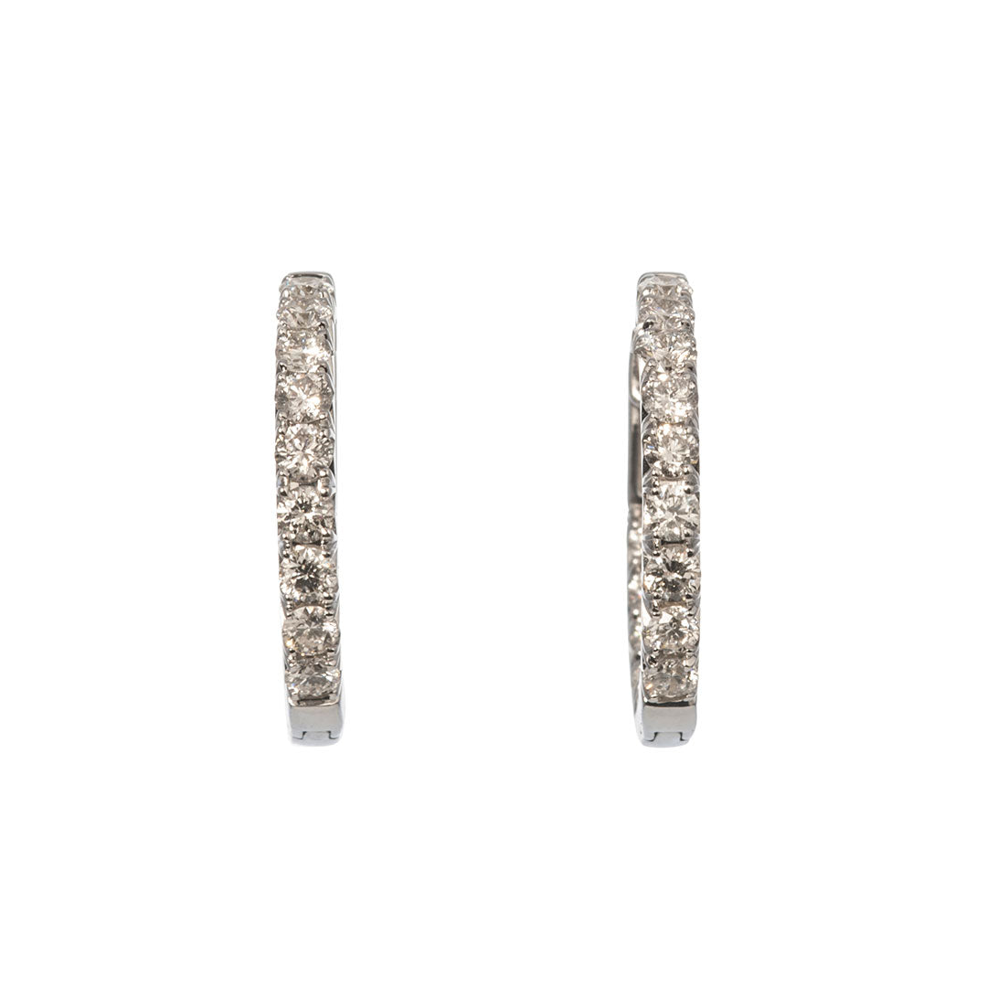 1 Carat Diamond 14K White Gold Hoop Earrings