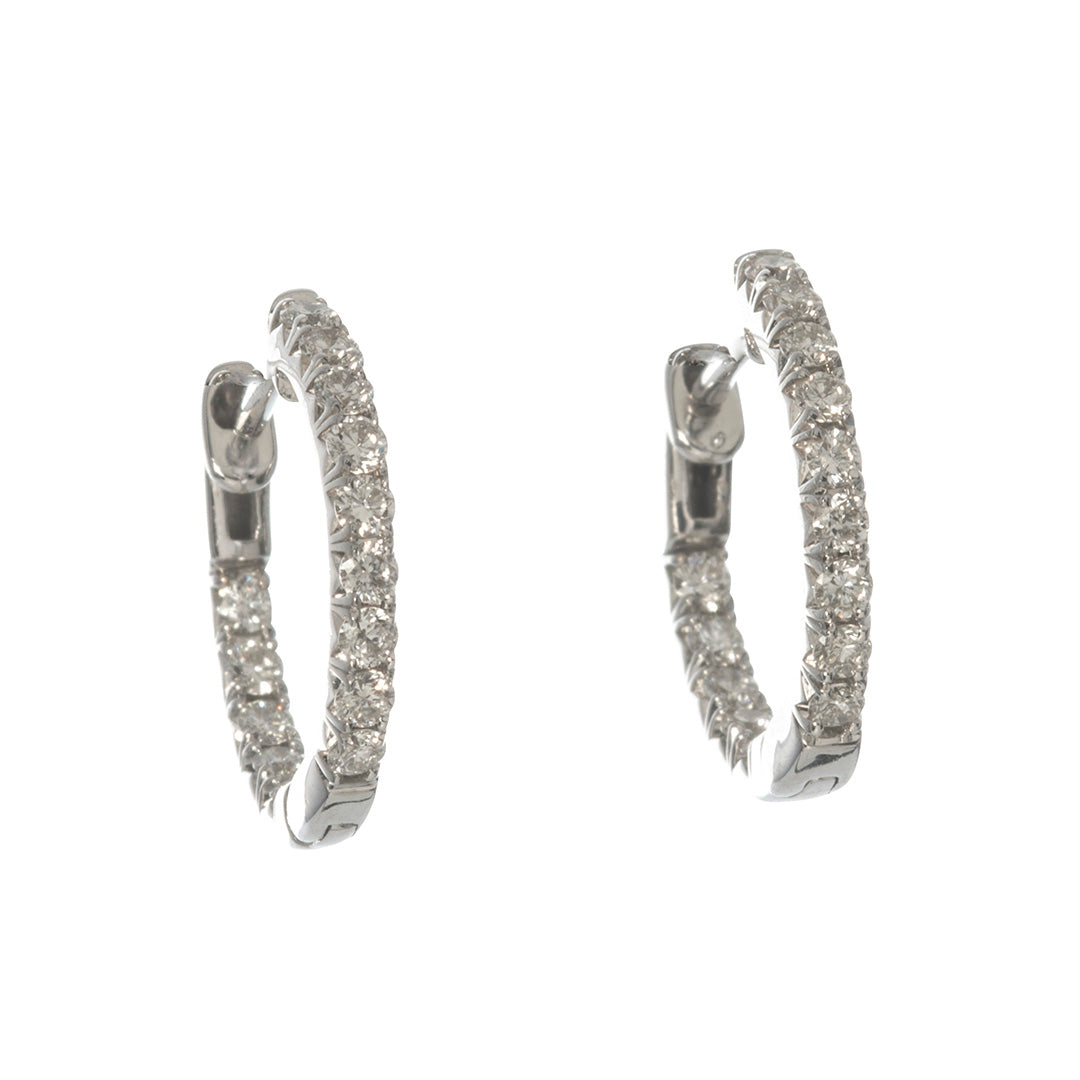 .50ct Diamond 14K White Gold Hoop Earrings