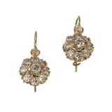 Diamond Cluster Drop 14K Yellow Gold Earrings