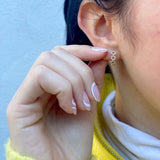 Diamond Pavé Circle 14K Gold Huggie Hoop Earrings