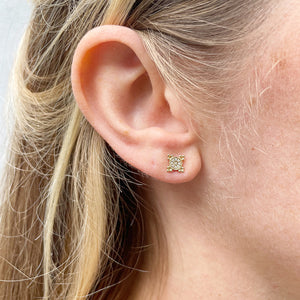 Diamond 14K Yellow Gold Granulation Stud Earrings