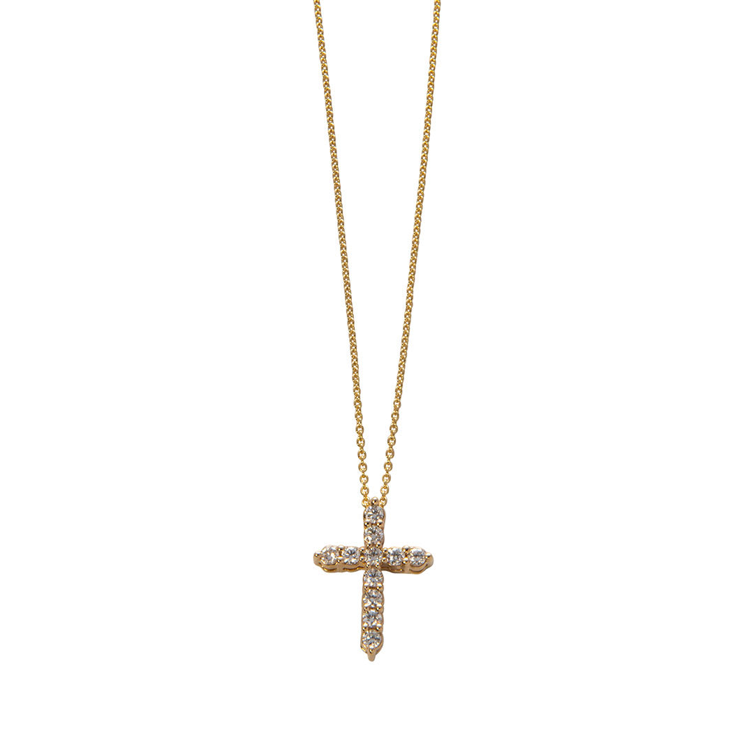 Diamond Cross 14K Yellow Gold Pendant Necklace