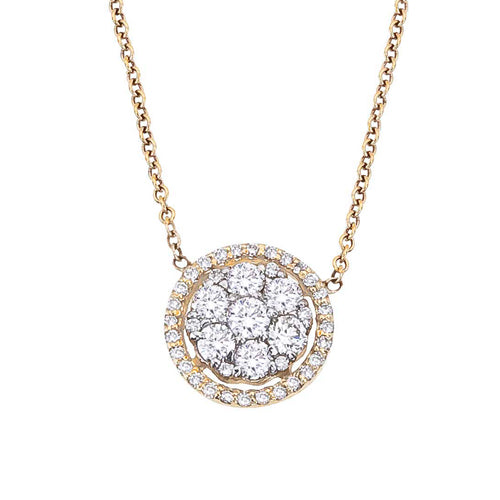 Diamond Cluster Halo 14K Gold Pendant Necklace