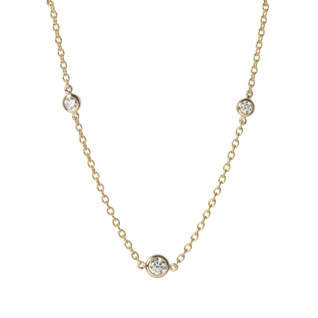 Diamond by the Yard 3 Station 14K Yellow Gold Necklace