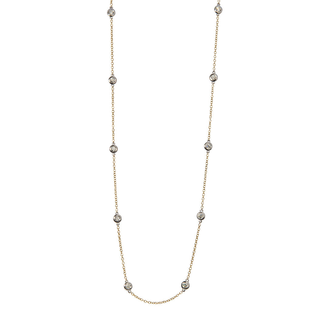 1ct Diamond by the Yard 10 Station Two Tone 14K Gold Necklace