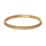 Diamond 18K Yellow Gold Bead Edge Flexible Cuff Bangle