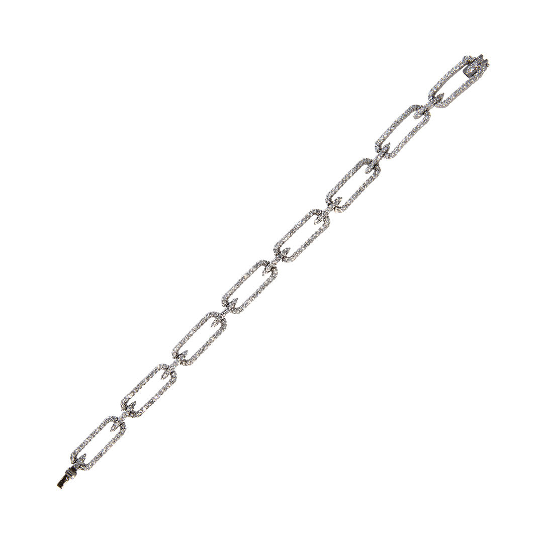 Diamond Pavé Chain Link 18K White Gold Bracelet