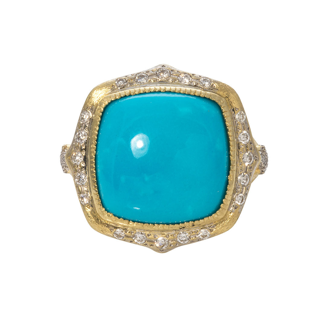 Jude Frances Moroccan Marrakesh Cushion Turquoise Ring
