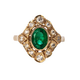 1ct Oval Emerald & Diamond 14K Yellow Gold Ring