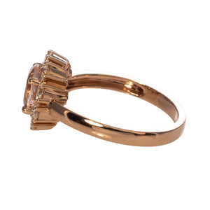 Pink Morganite & Diamond Halo 18K Rose Gold Ring