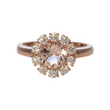 Pink Morganite & Diamond Halo 18K Rose Gold Ring