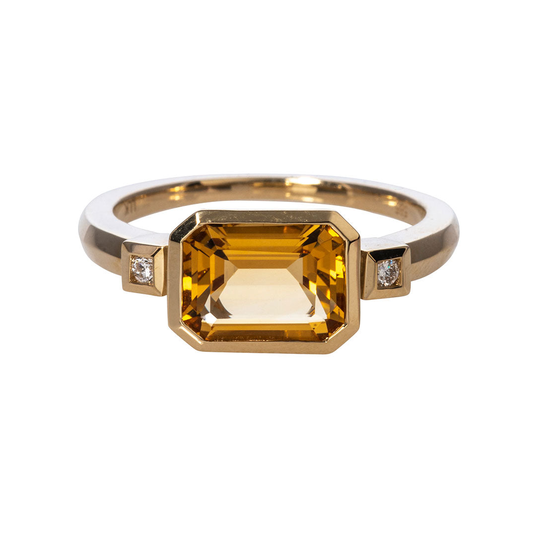 Citrine & Diamond 14K Yellow Gold Ring