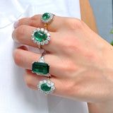 Victorian Style 2.43ct Emerald & Diamond Cluster Engagement Ring