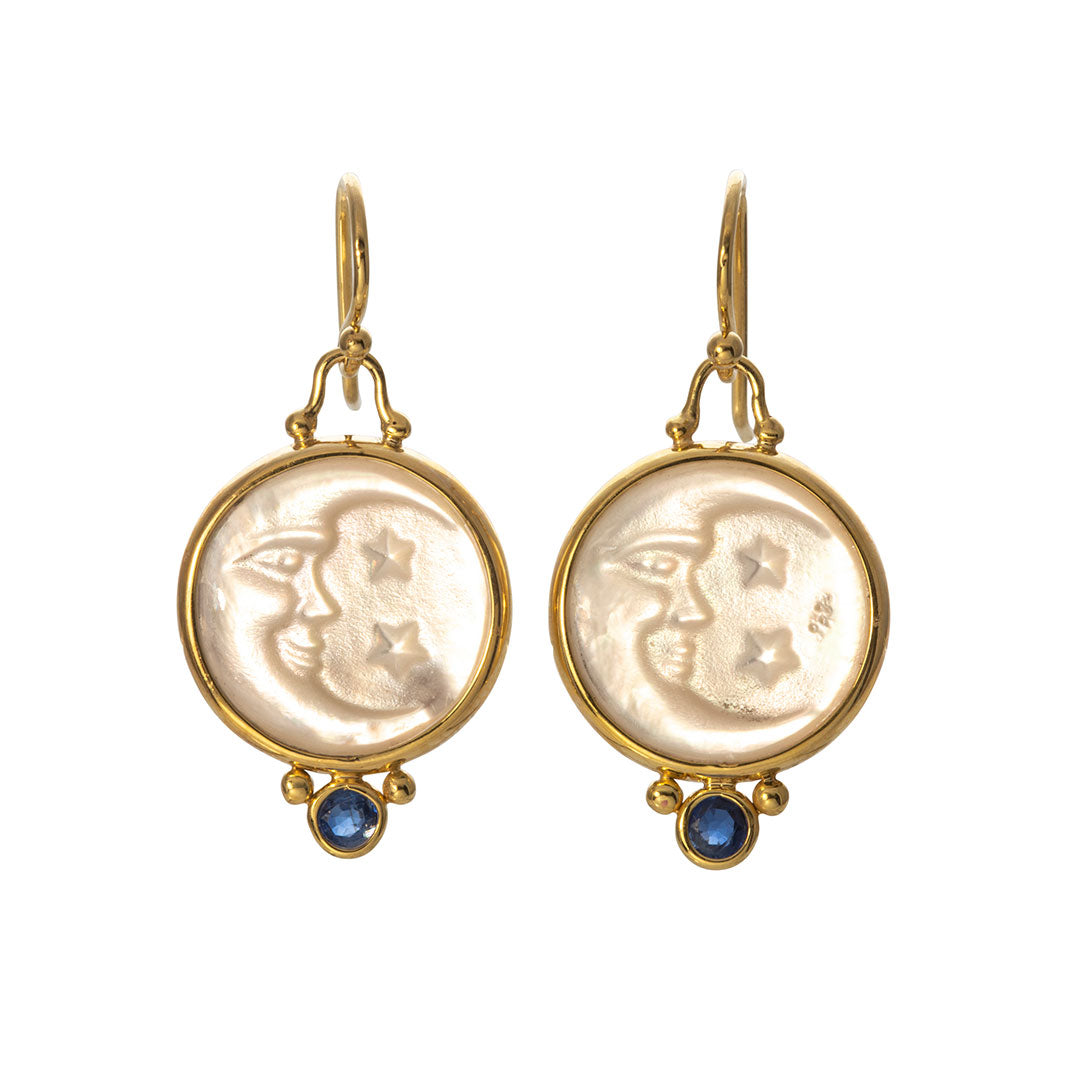 Mazza Crescent Moon Mother of Pearl 14K Gold Earrings