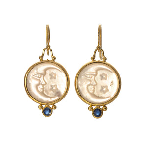 Mazza Crescent Moon Mother of Pearl 14K Gold Earrings
